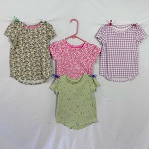4 Cat & Jack's Girl's T-shirts Size 5T   *Floral Check Pink Green*